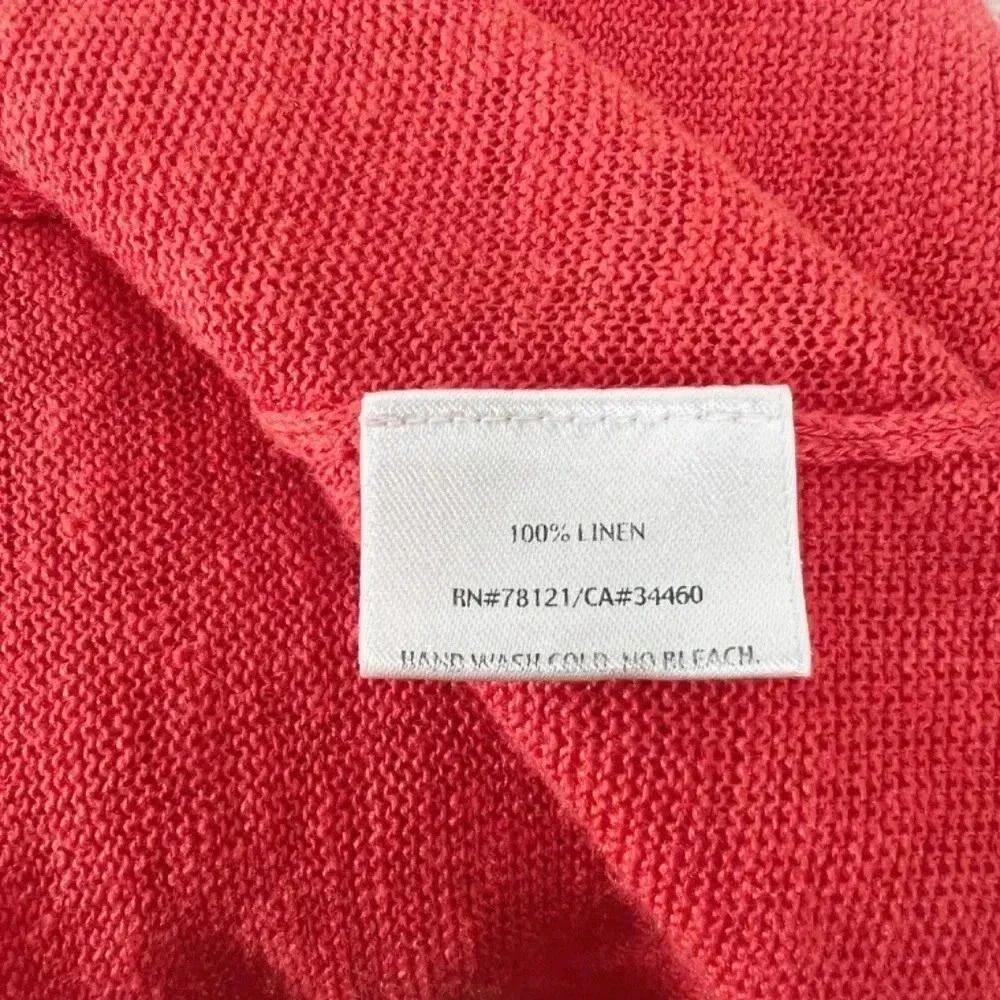 Eileen Fisher Coral Short Sleeve Linen Cardigan Open Front Size L - Picture 5 of 7